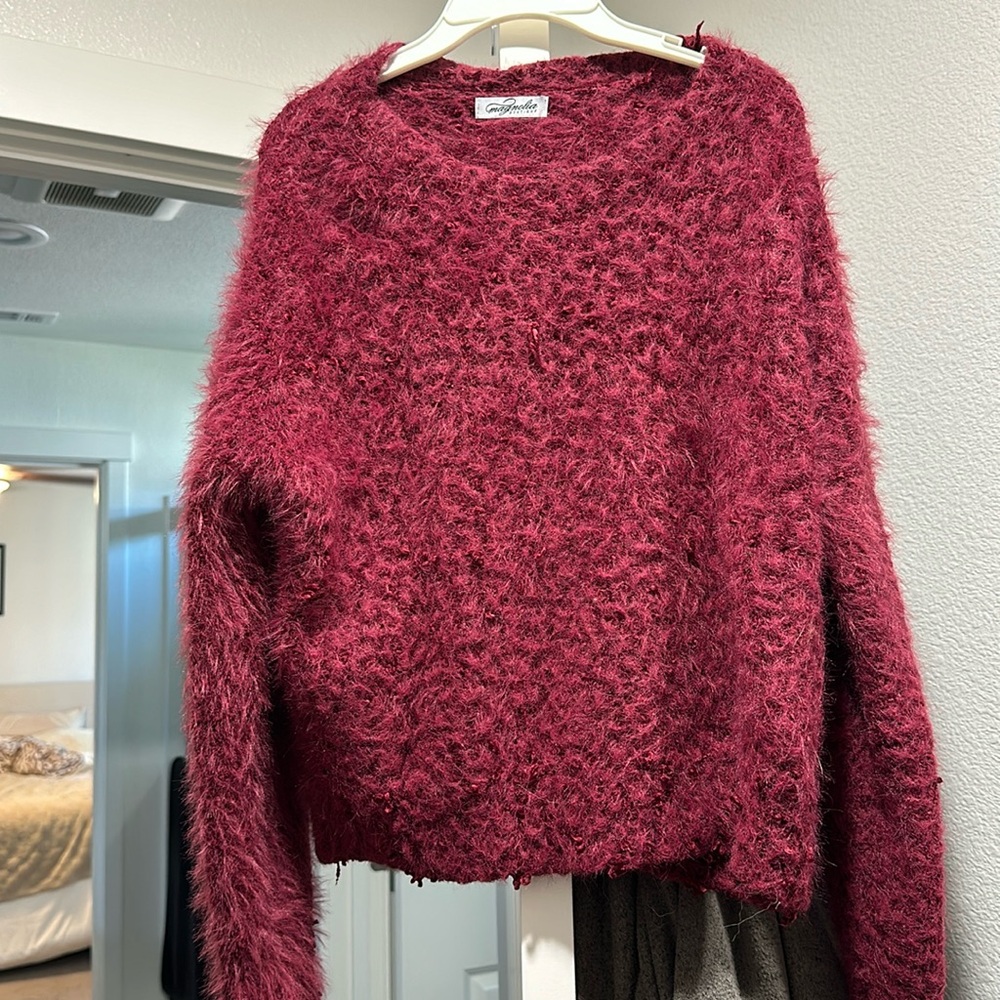 Fuzzy red sweater